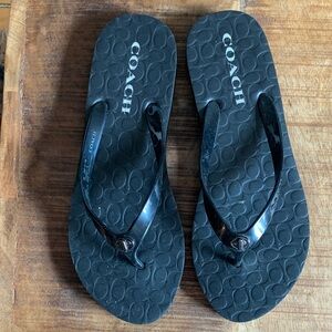 Coach Black Logo Flip Flops